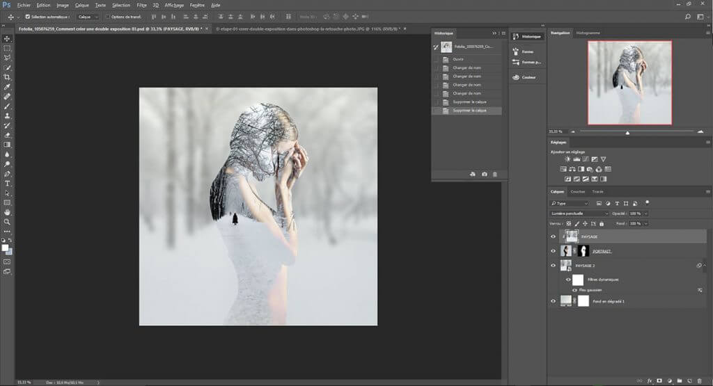 etape 02, créer une double exposition dans Photoshop