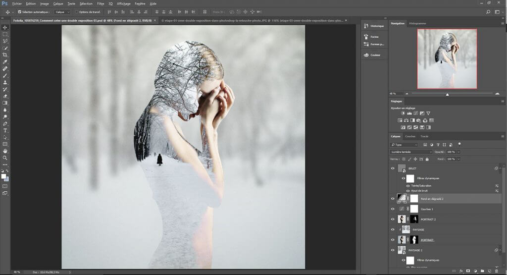 etape 04, créer une double exposition dans Photoshop