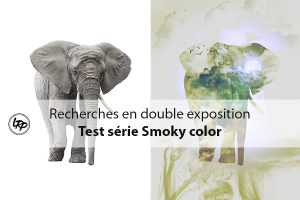 Recherche en double exposition, test série Smoky color dans Photoshop, sur le blog La Retouche photo.